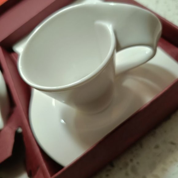 💕☕Wave Coffee White Cup & Saucer 90 cc - Set of 2 NIB - Picture 5 of 8